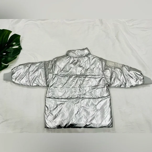 STYLE KIDS| Toddler Unisex Girls Boys Metallic Silver Puffer Jacket 7-9Y NWT - Picture 8 of 9